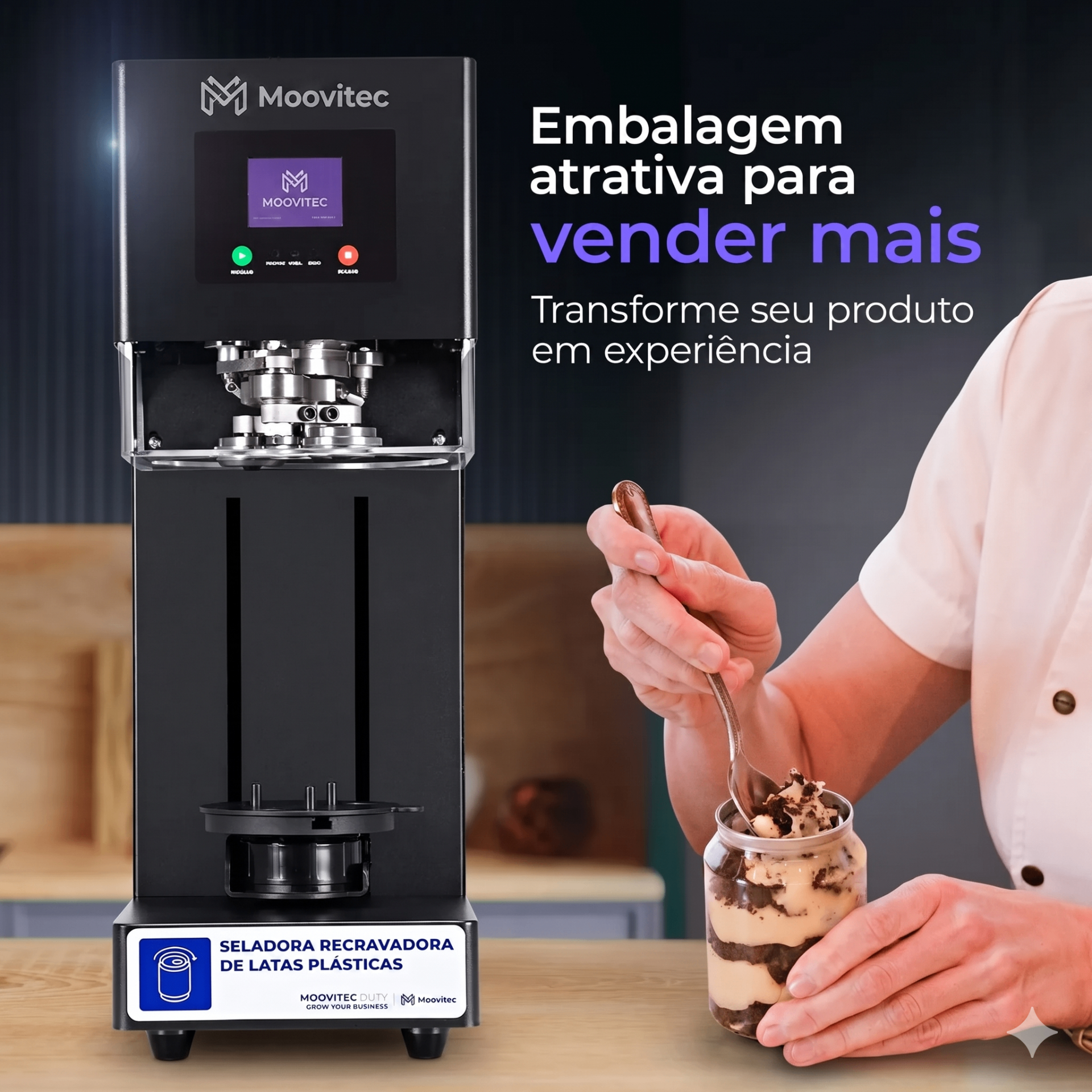 Seladora Recravadora de Latas Plásticas Moovitec