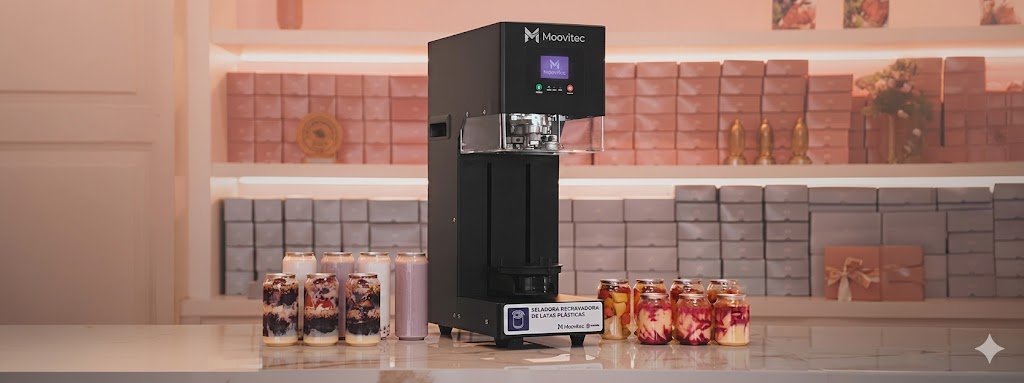 Seladora Moovitec com latas embaladas